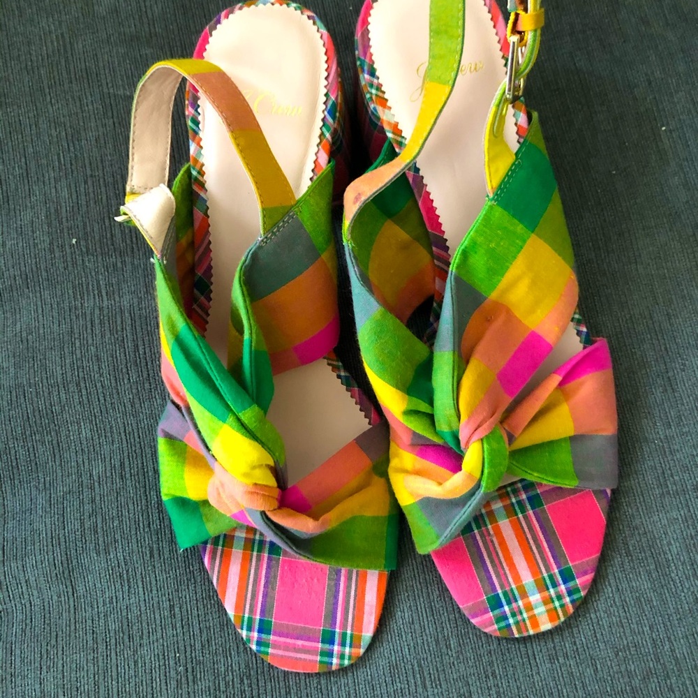 J. Crew Madras mid heel sandals, size 8.5